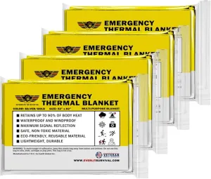 EVERLIT Survival Emergency Mylar Thermal Blanket, Foil Space Blanket Designed for NASA, Body Warmer Blanket for Outdoor, First Aid, Camping Gear, Hiking Travel (Gold & Silver, 4 Pack)
