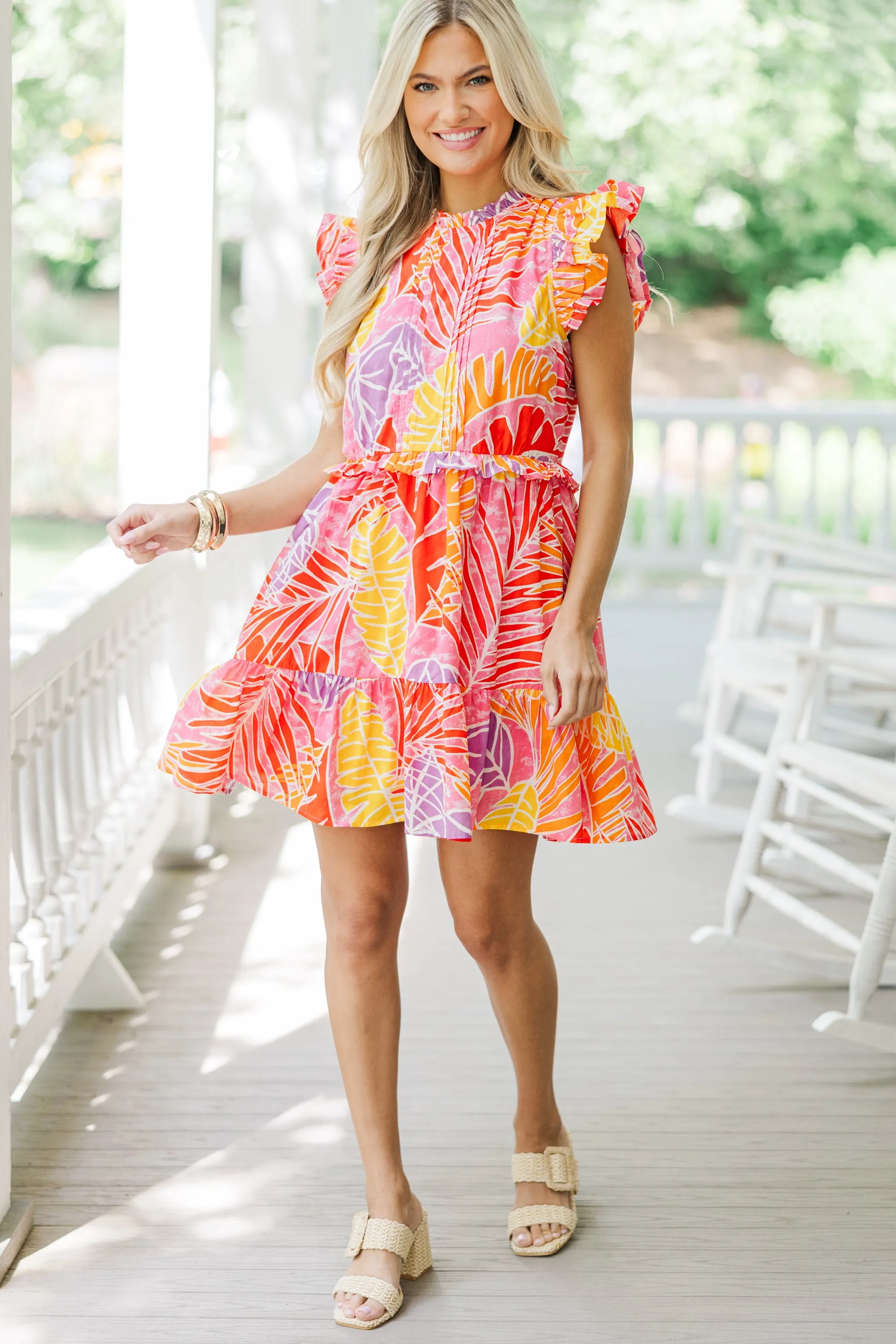 Fate: At This Time Pink Tropical Dress