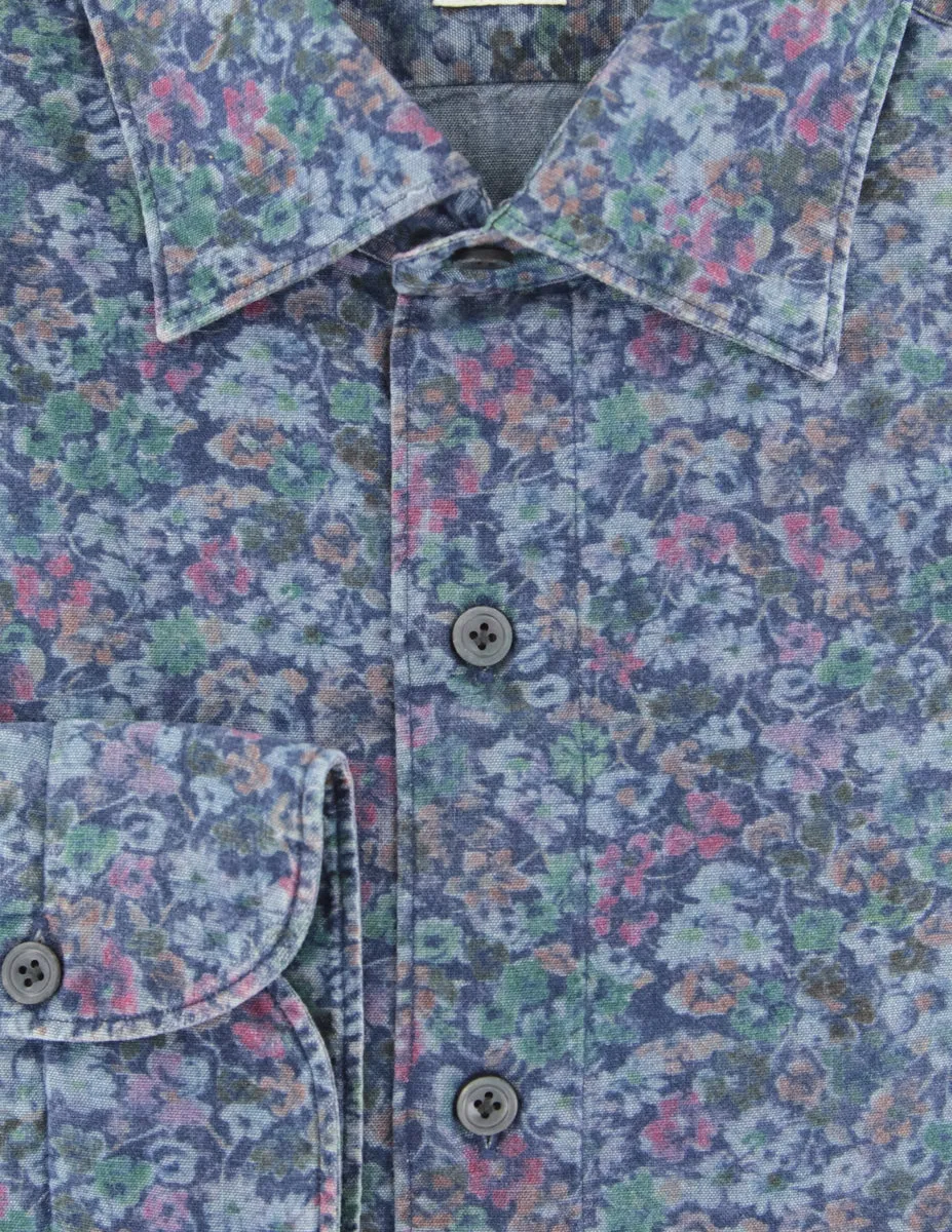 Finamore Napoli Denim Blue Shirt - Extra Slim