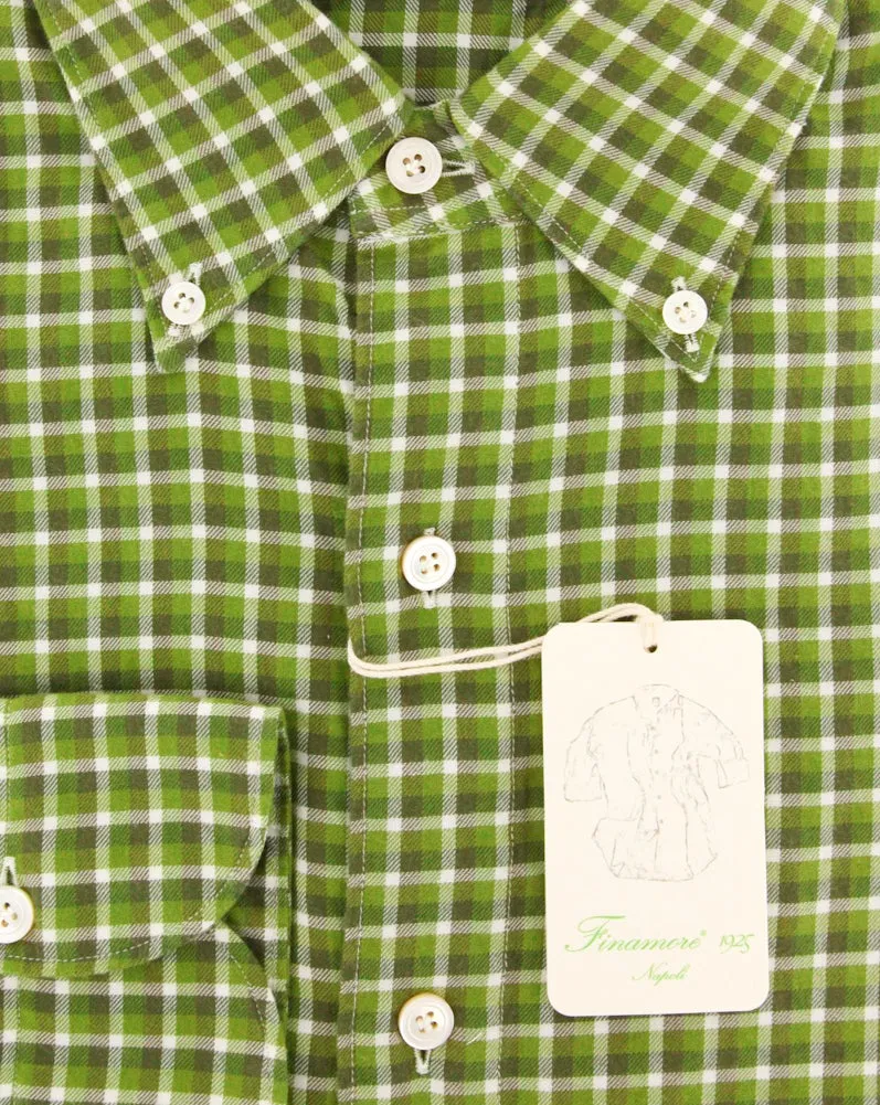 Finamore Napoli Green Shirt - Extra Slim - 16 US / 41 EU
