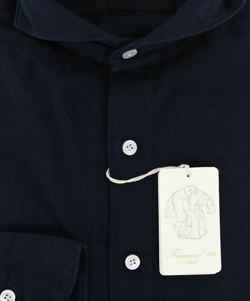 Finamore Napoli Navy Blue Shirt - Extra Slim - 15 US / 38 EU