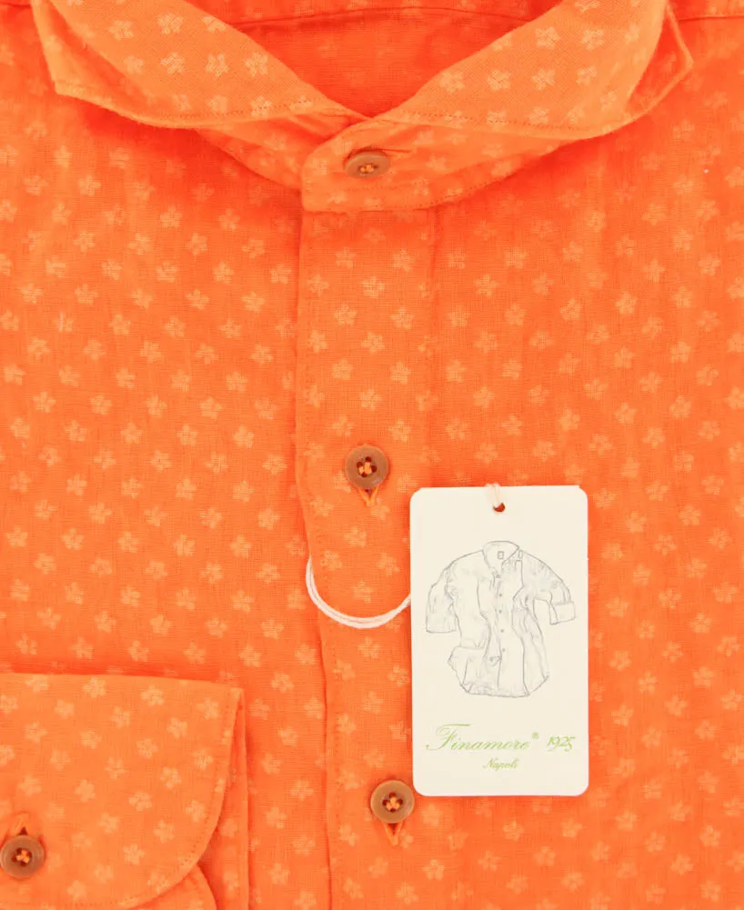 Finamore Napoli Orange Shirt - Extra Slim - 15 US / 38 EU