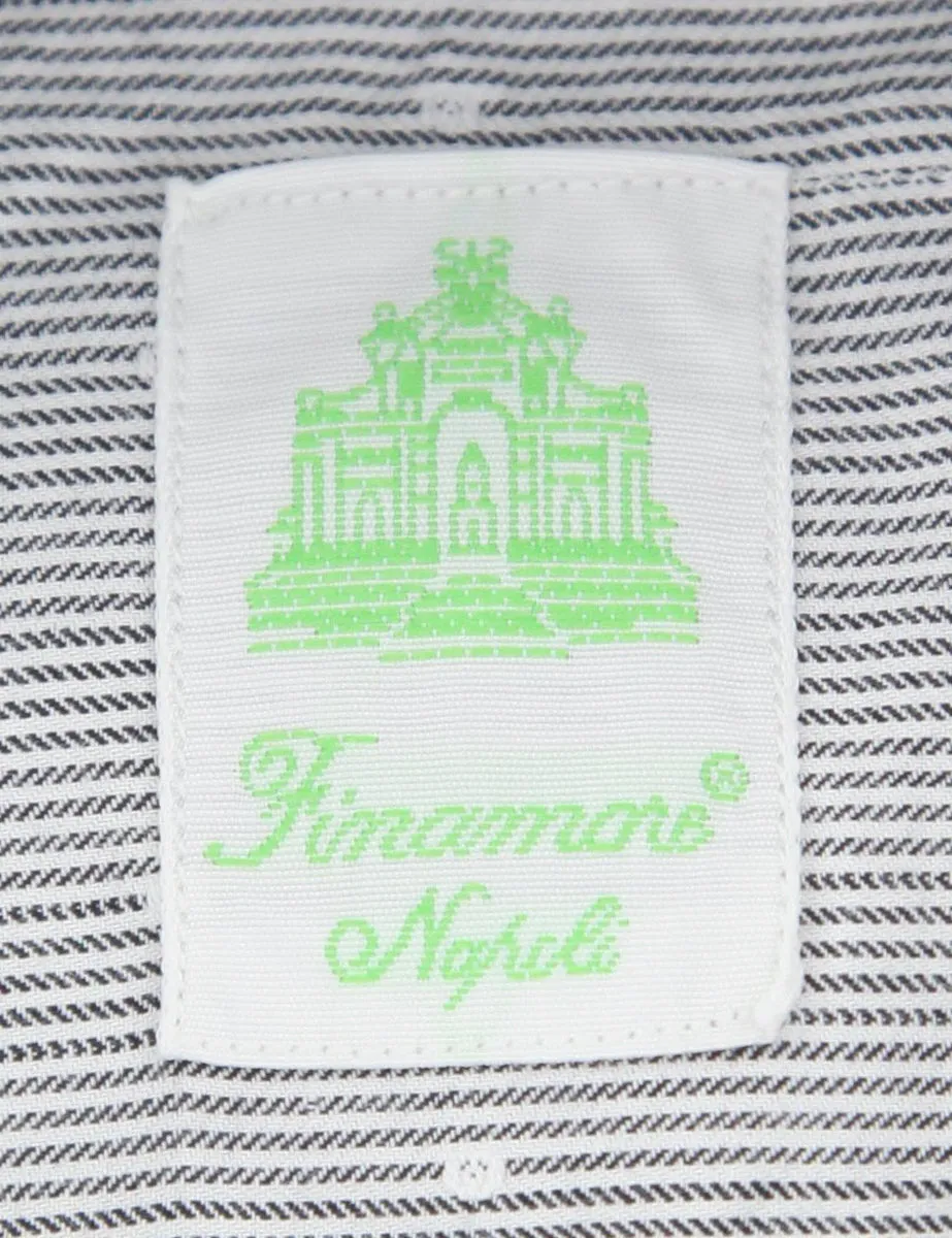 Finamore Napoli White Polka Dot Shirt - Extra Slim