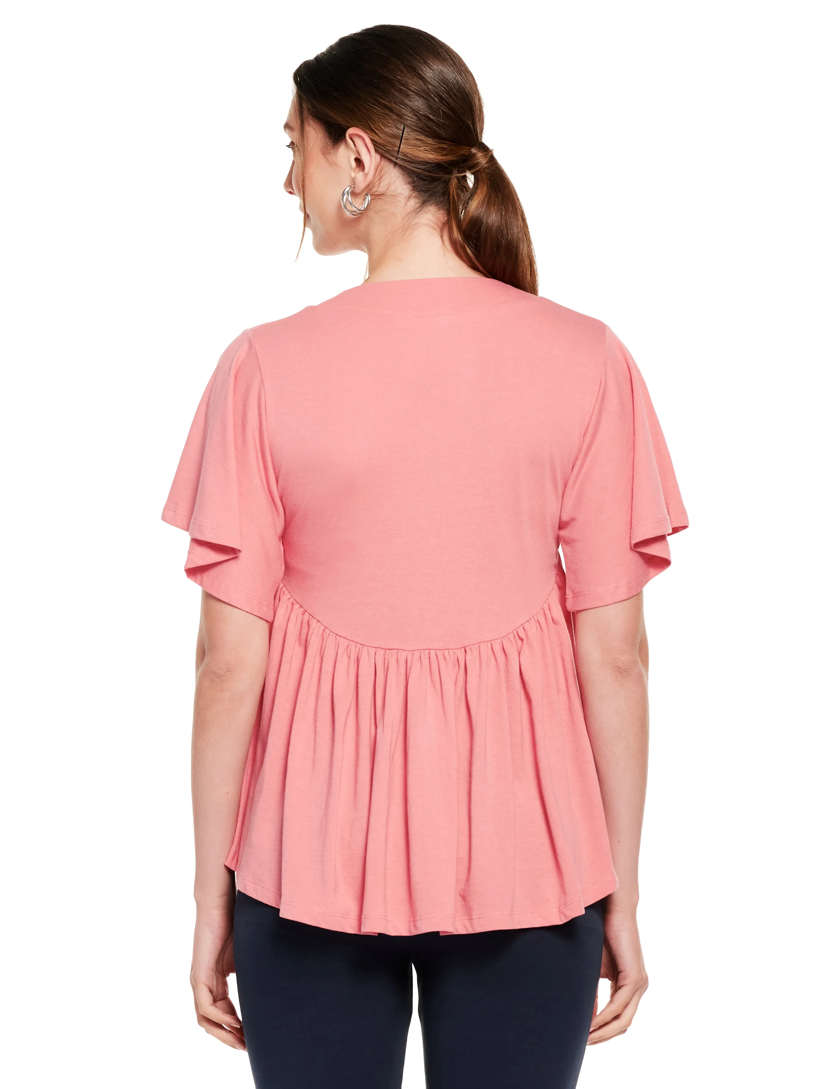 Flared Sleeve Gathered Top