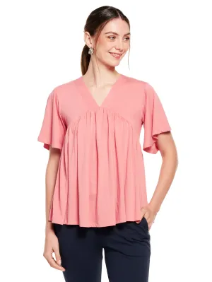 Flared Sleeve Gathered Top