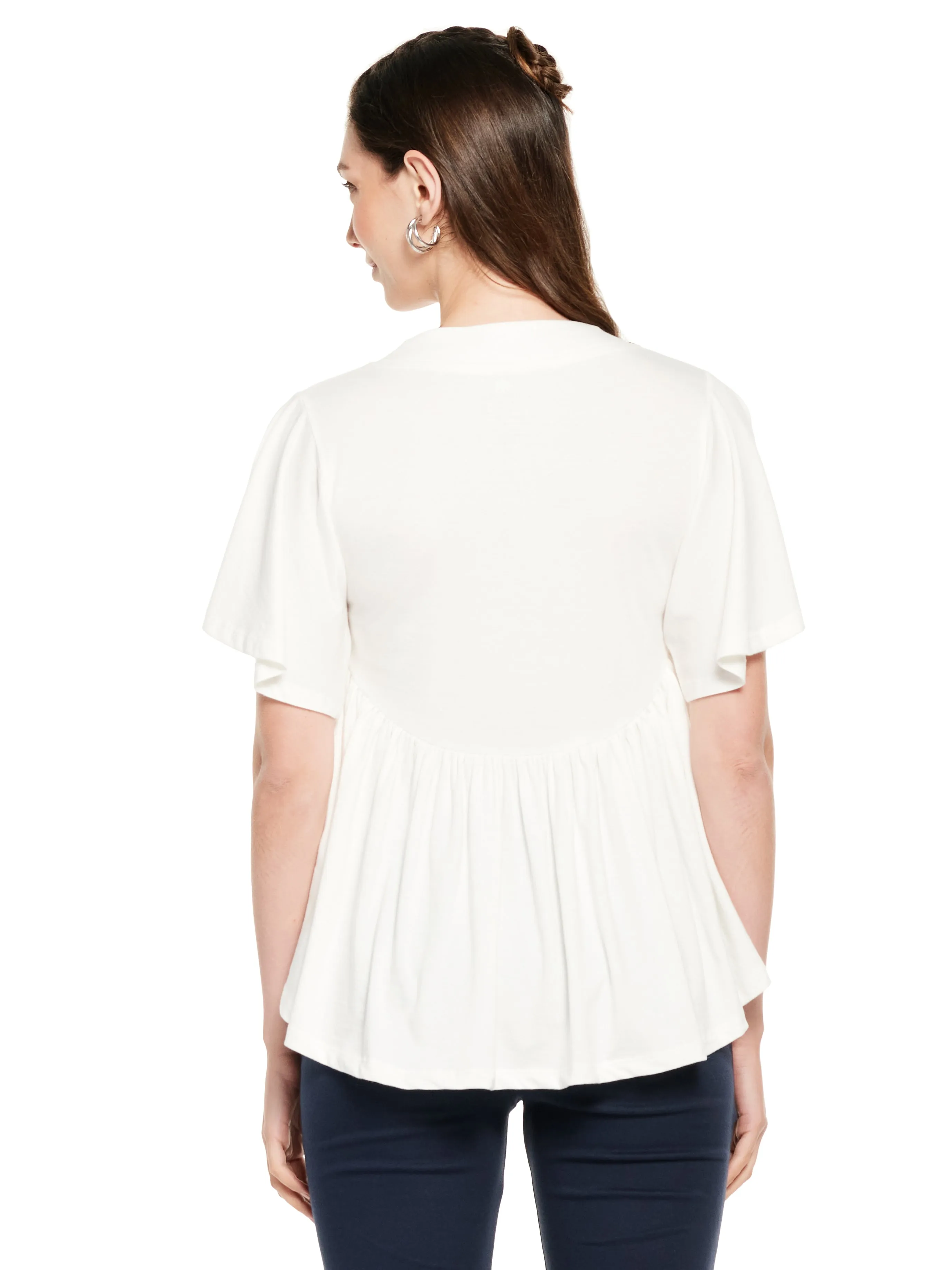 Flared Sleeve Gathered Top