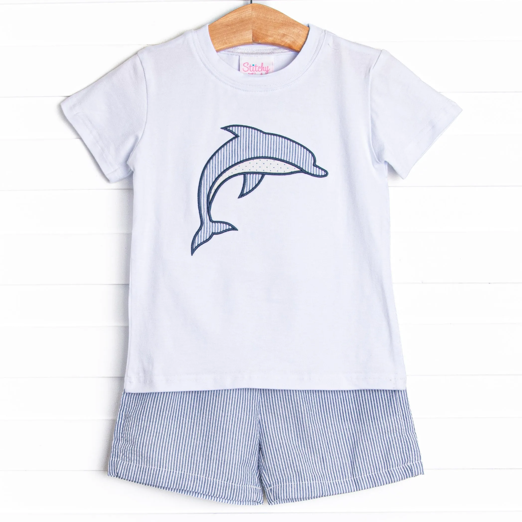 Flips and Tricks Applique Short Set, Blue