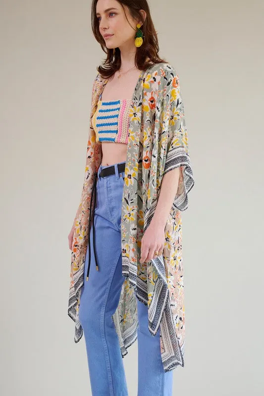 Floral Abstract Print Kimono