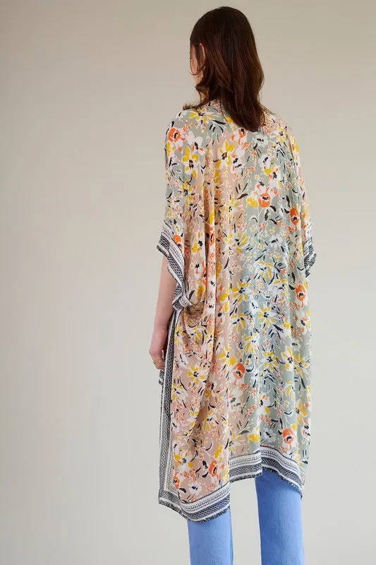 Floral Abstract Print Kimono