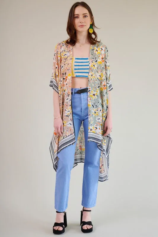 Floral Abstract Print Kimono