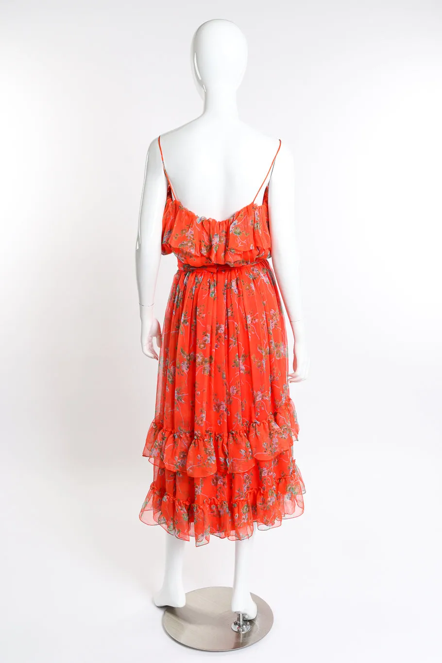 Floral Chiffon Dress, Slip & Shawl Set