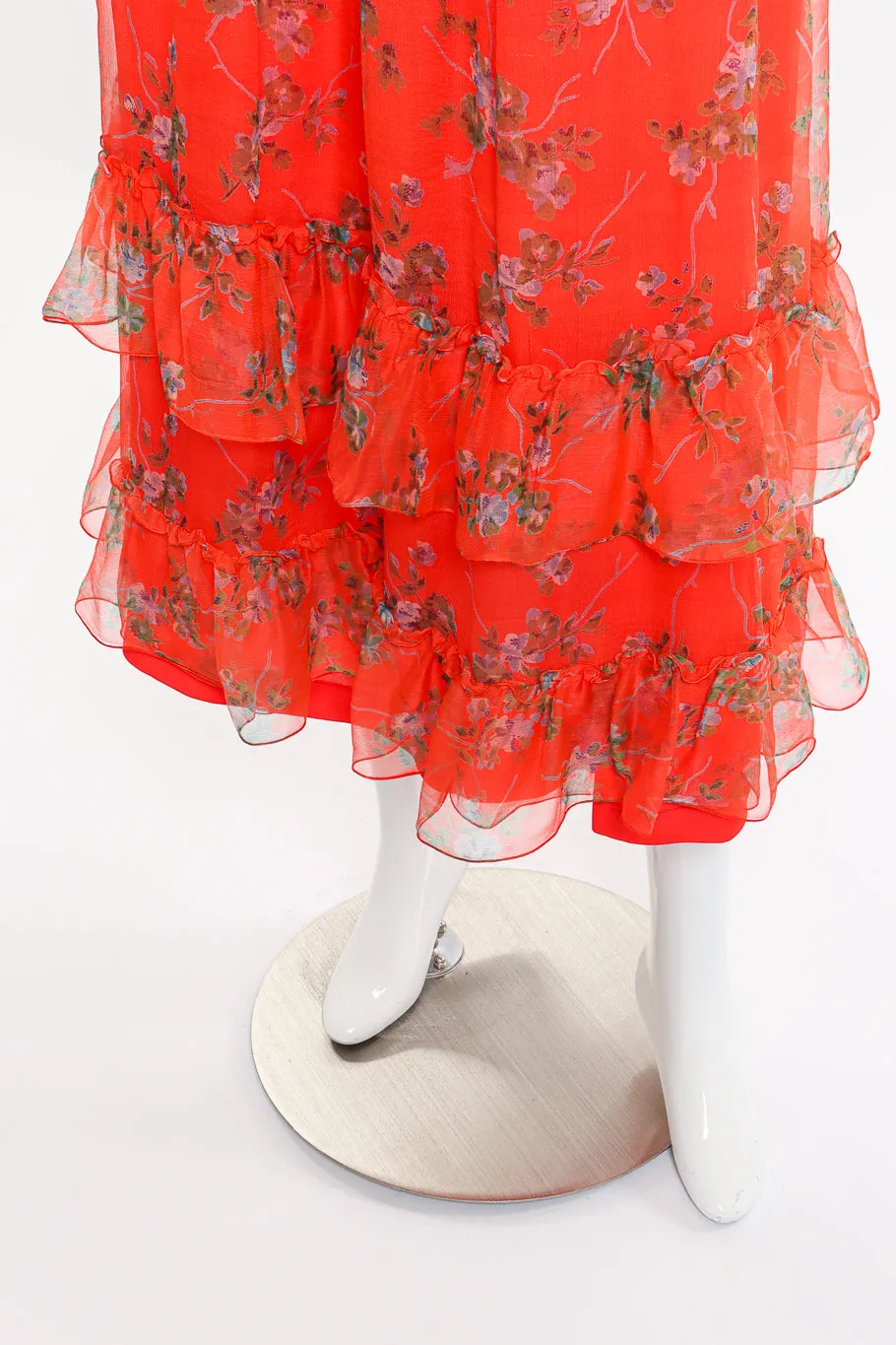 Floral Chiffon Dress, Slip & Shawl Set