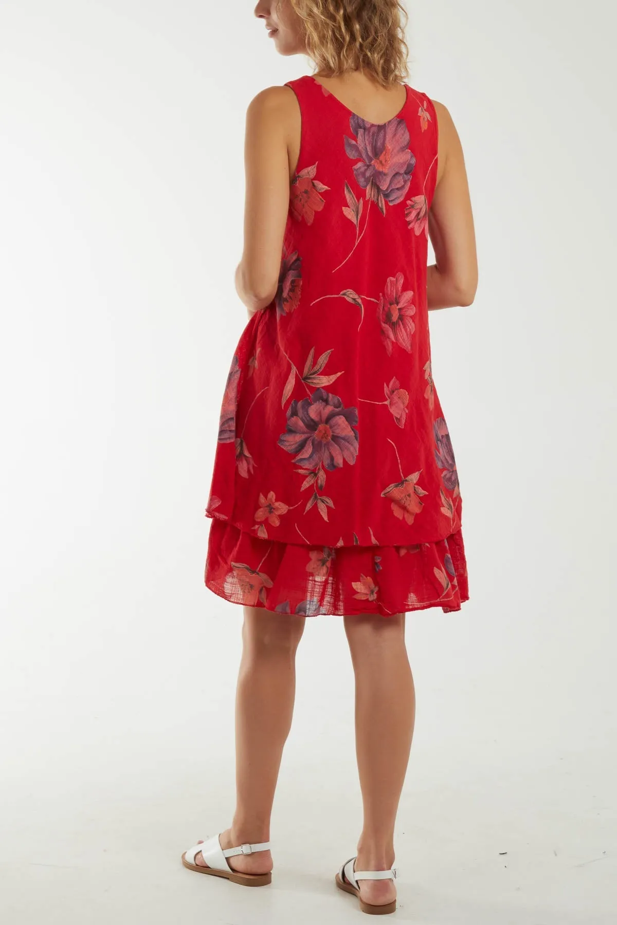 Floral Double Layer Sleeveless Dress