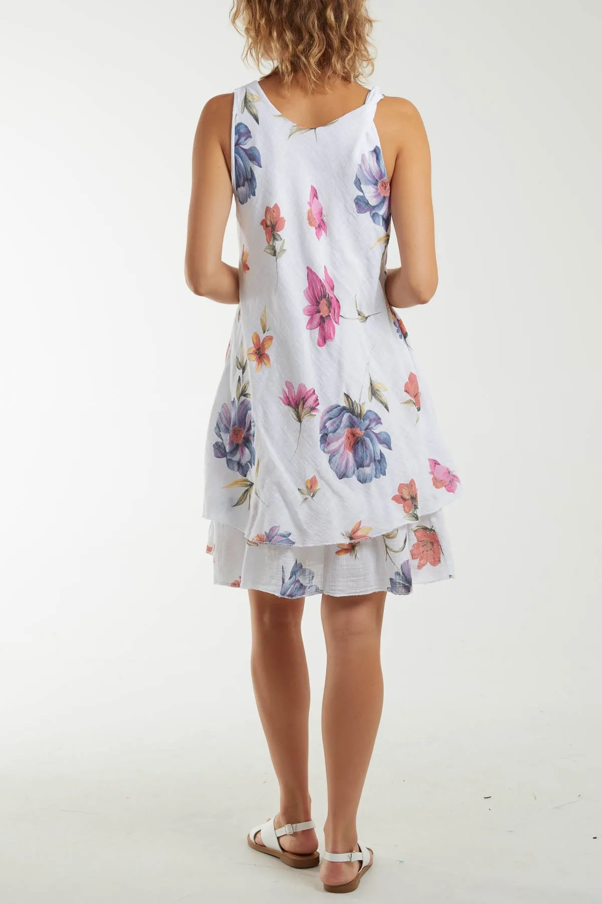 Floral Double Layer Sleeveless Dress