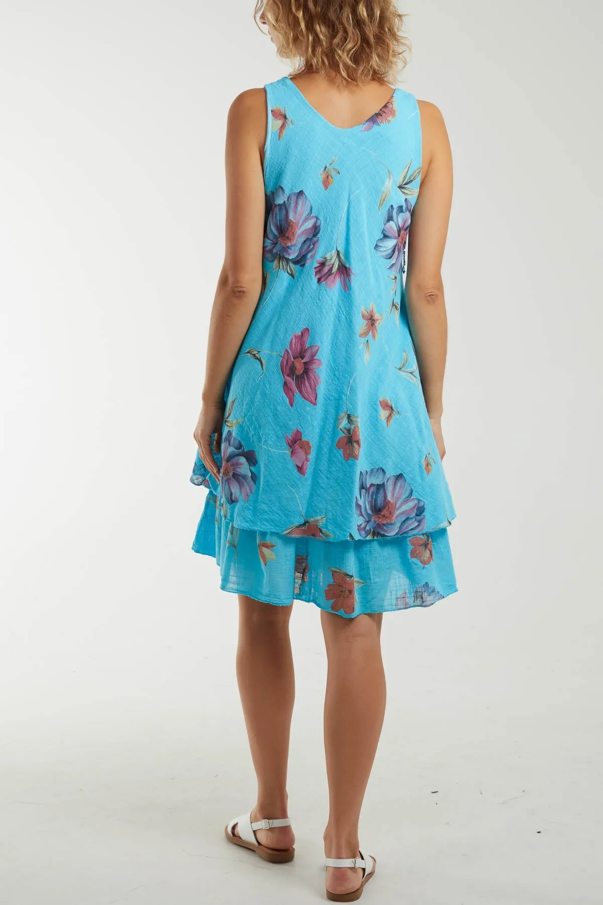 Floral Double Layer Sleeveless Dress