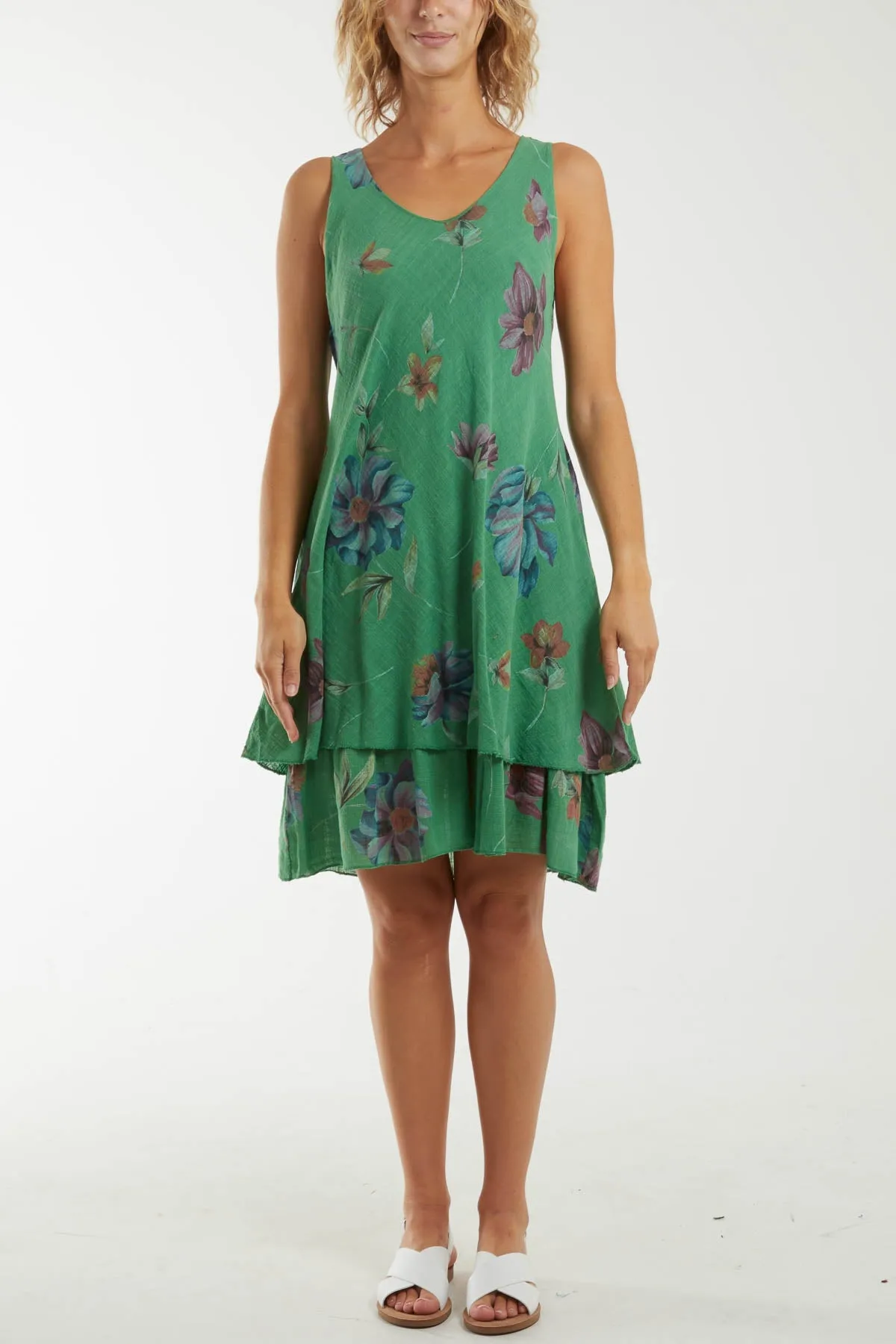 Floral Double Layer Sleeveless Dress