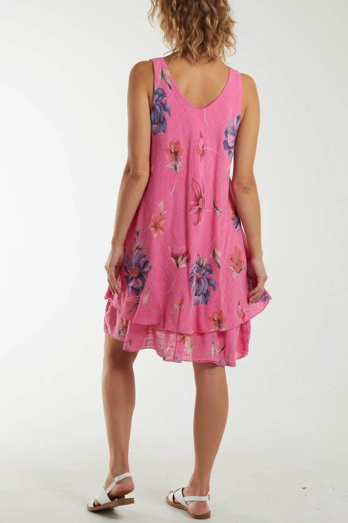 Floral Double Layer Sleeveless Dress