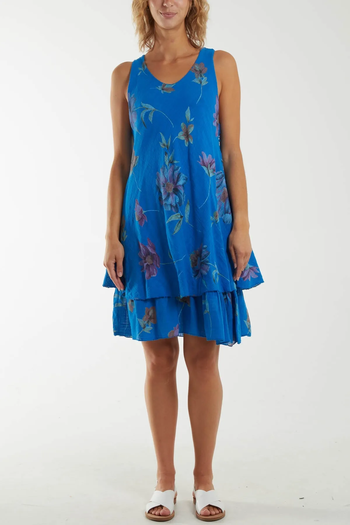 Floral Double Layer Sleeveless Dress