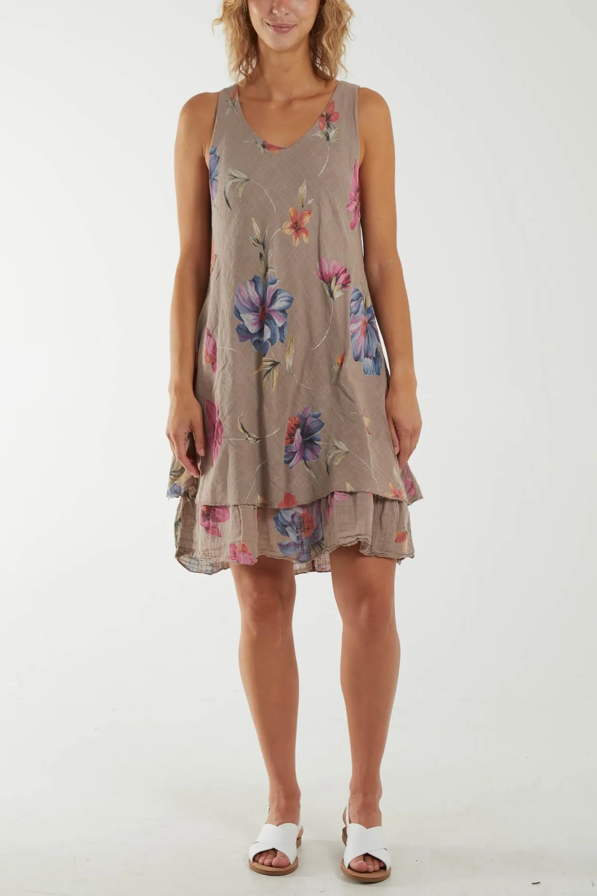 Floral Double Layer Sleeveless Dress