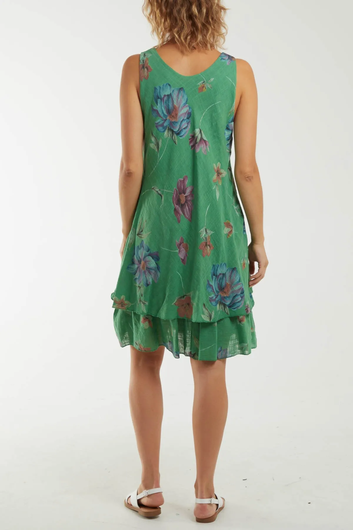 Floral Double Layer Sleeveless Dress