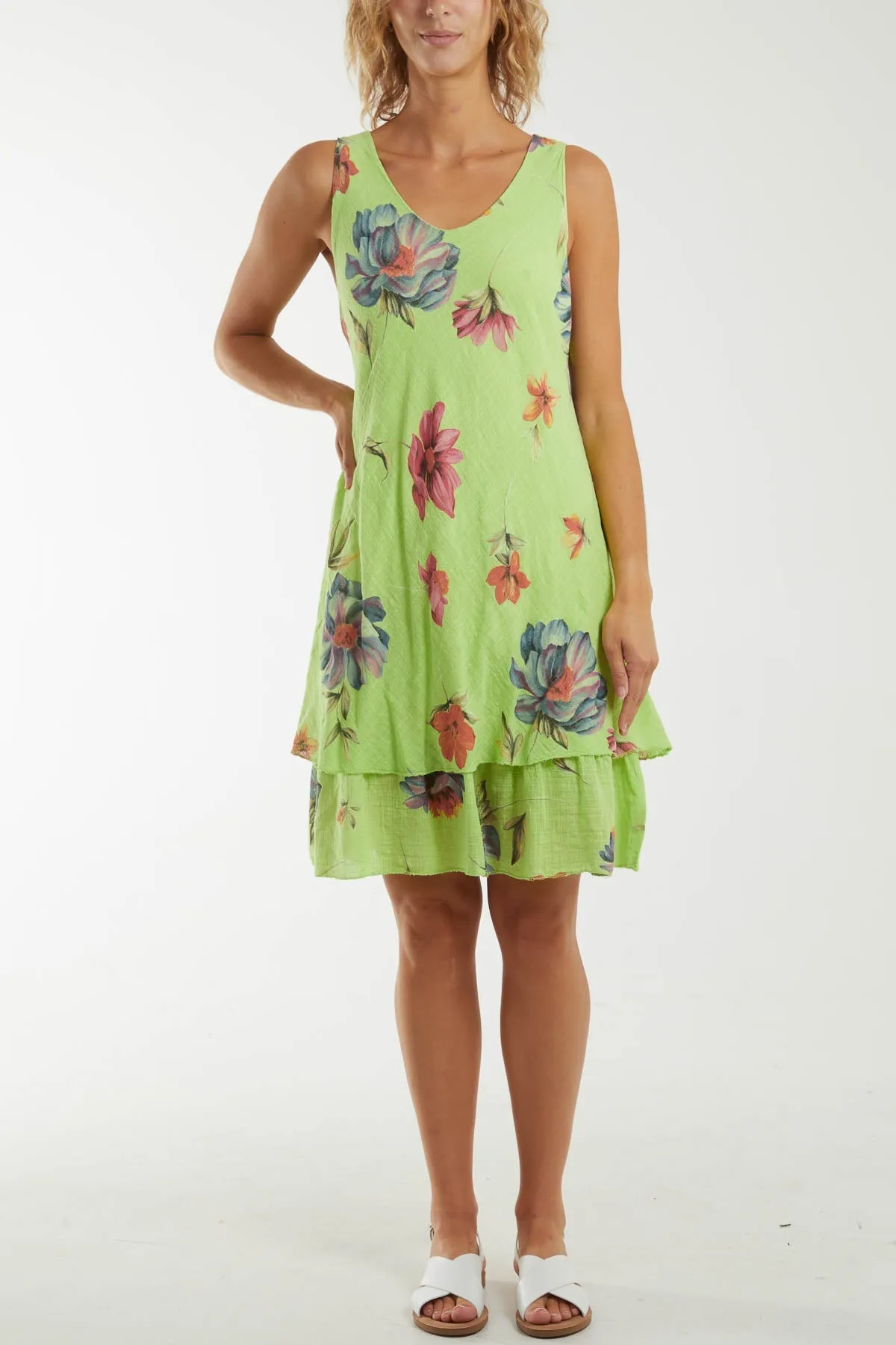 Floral Double Layer Sleeveless Dress