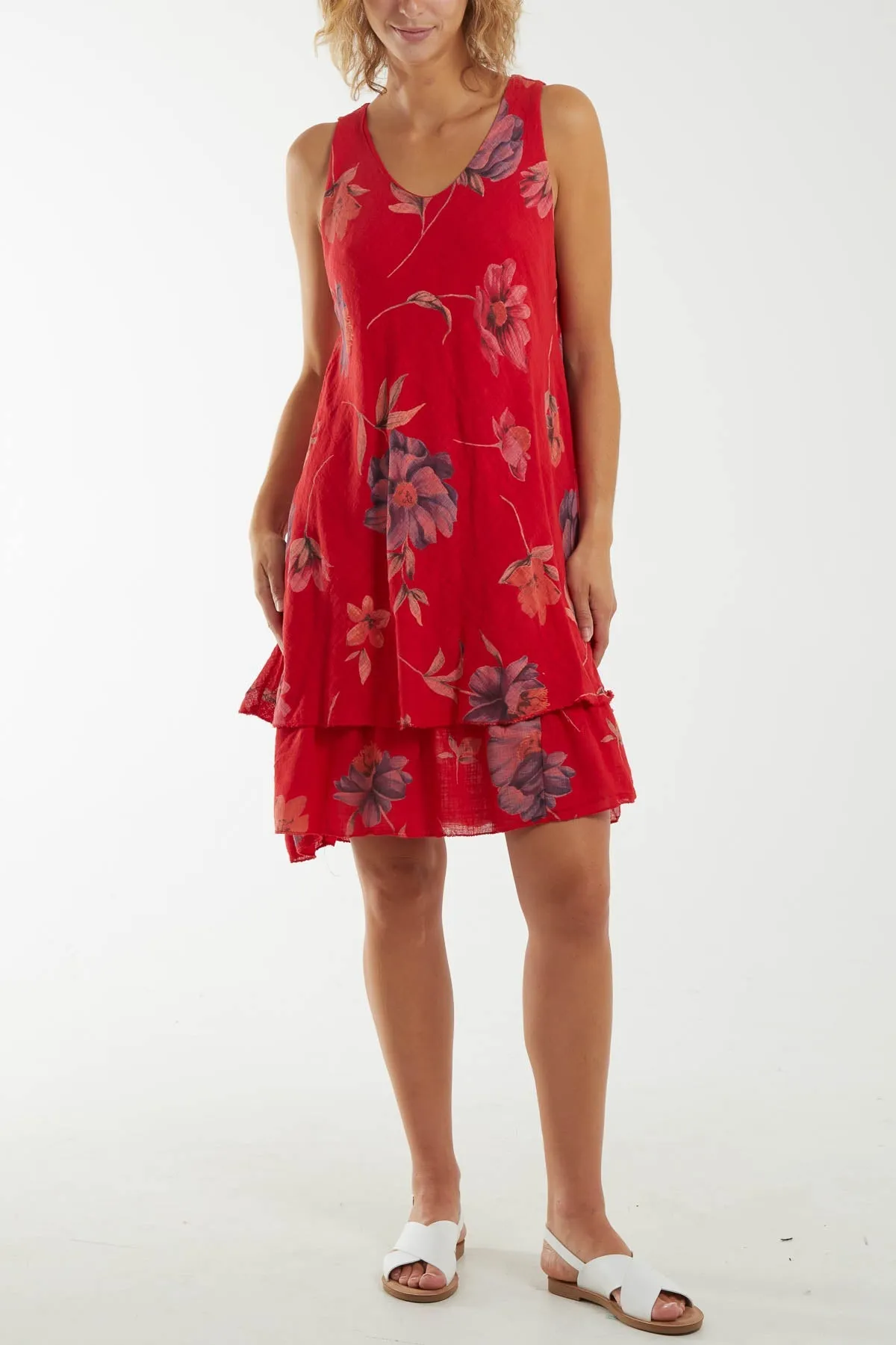 Floral Double Layer Sleeveless Dress