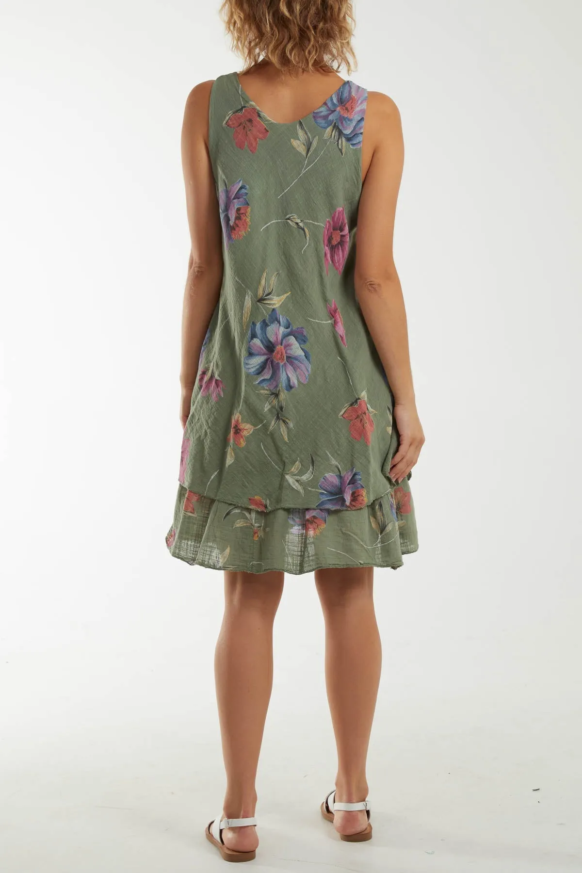 Floral Double Layer Sleeveless Dress