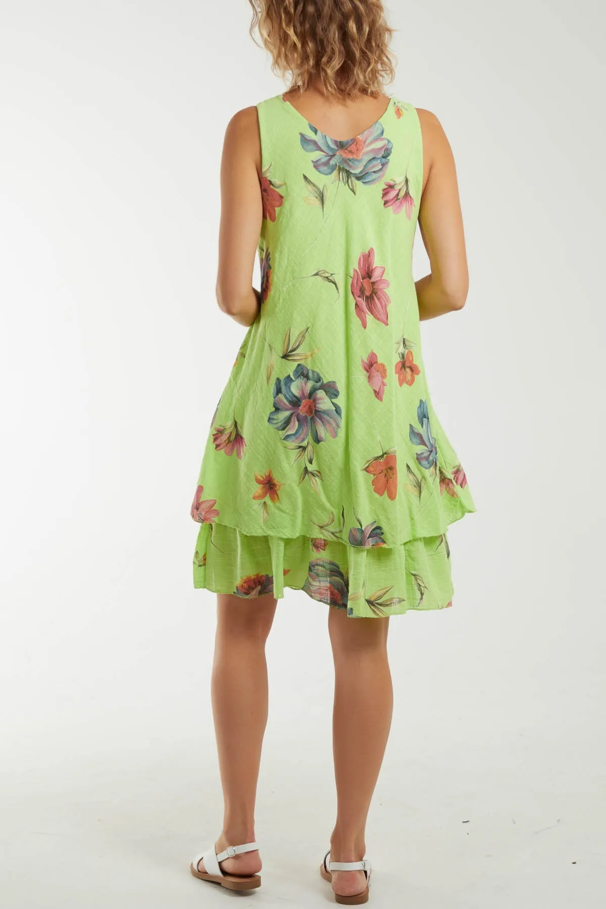 Floral Double Layer Sleeveless Dress