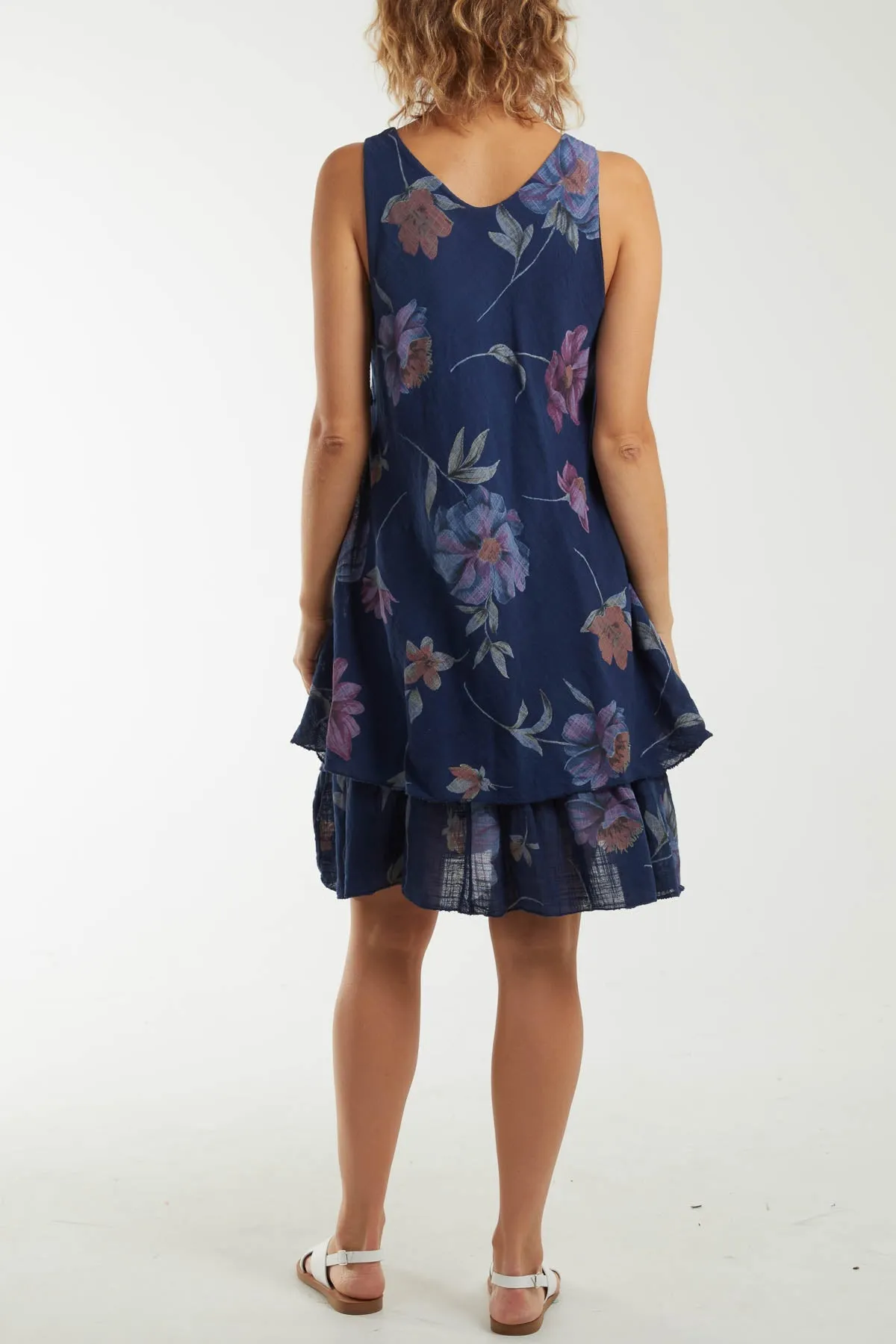 Floral Double Layer Sleeveless Dress