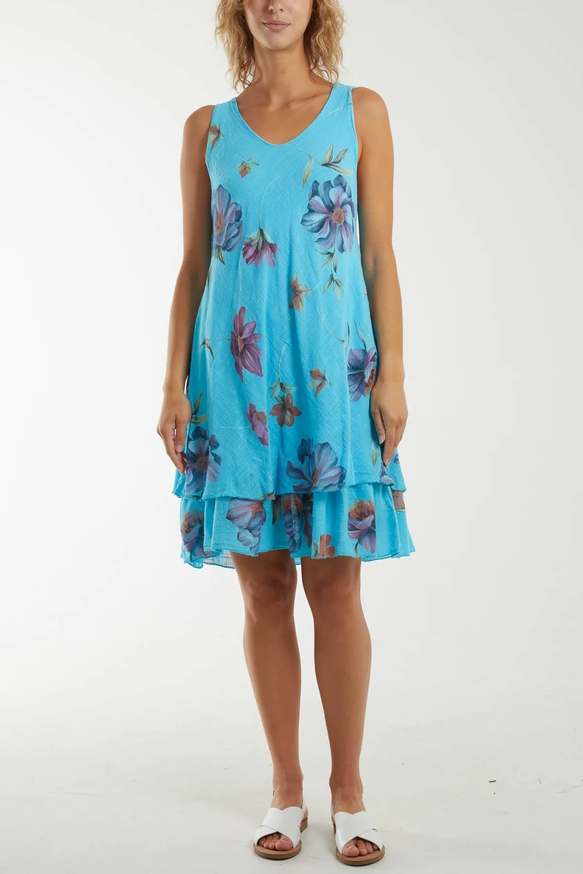Floral Double Layer Sleeveless Dress