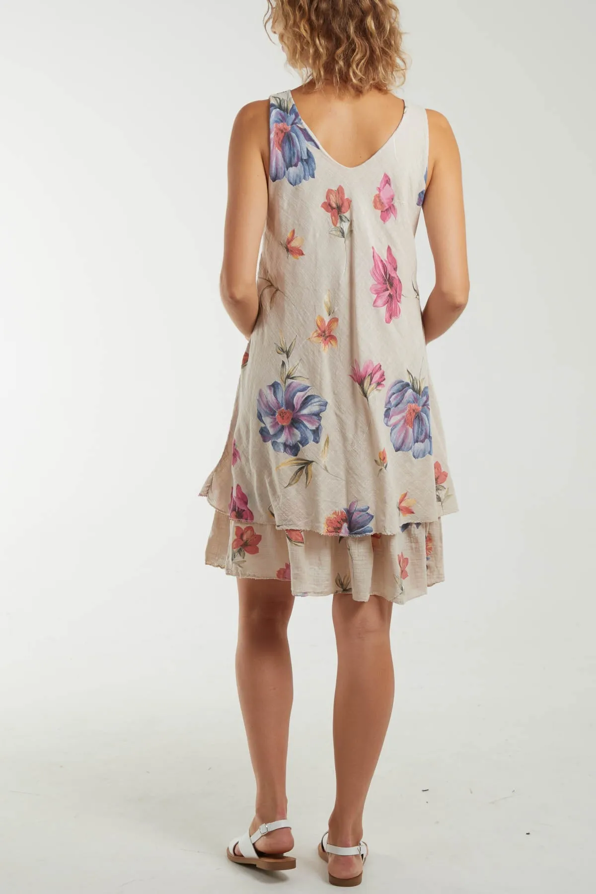 Floral Double Layer Sleeveless Dress