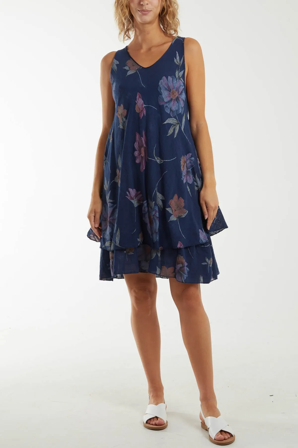 Floral Double Layer Sleeveless Dress