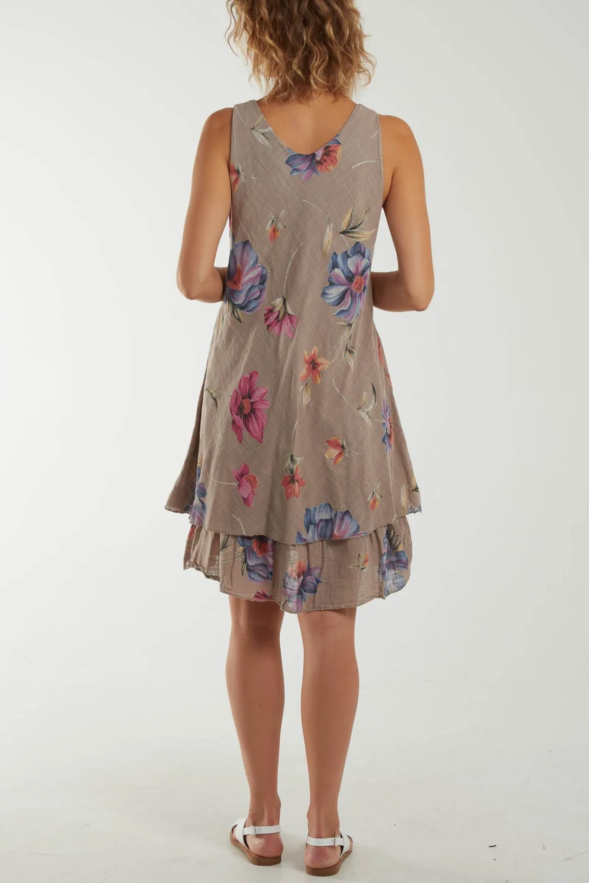 Floral Double Layer Sleeveless Dress