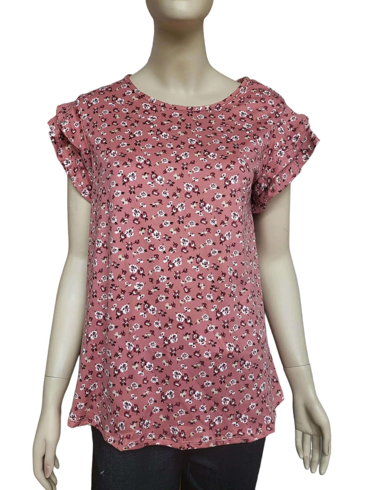 Floral Print in Mauve with Ruffled Sleeves