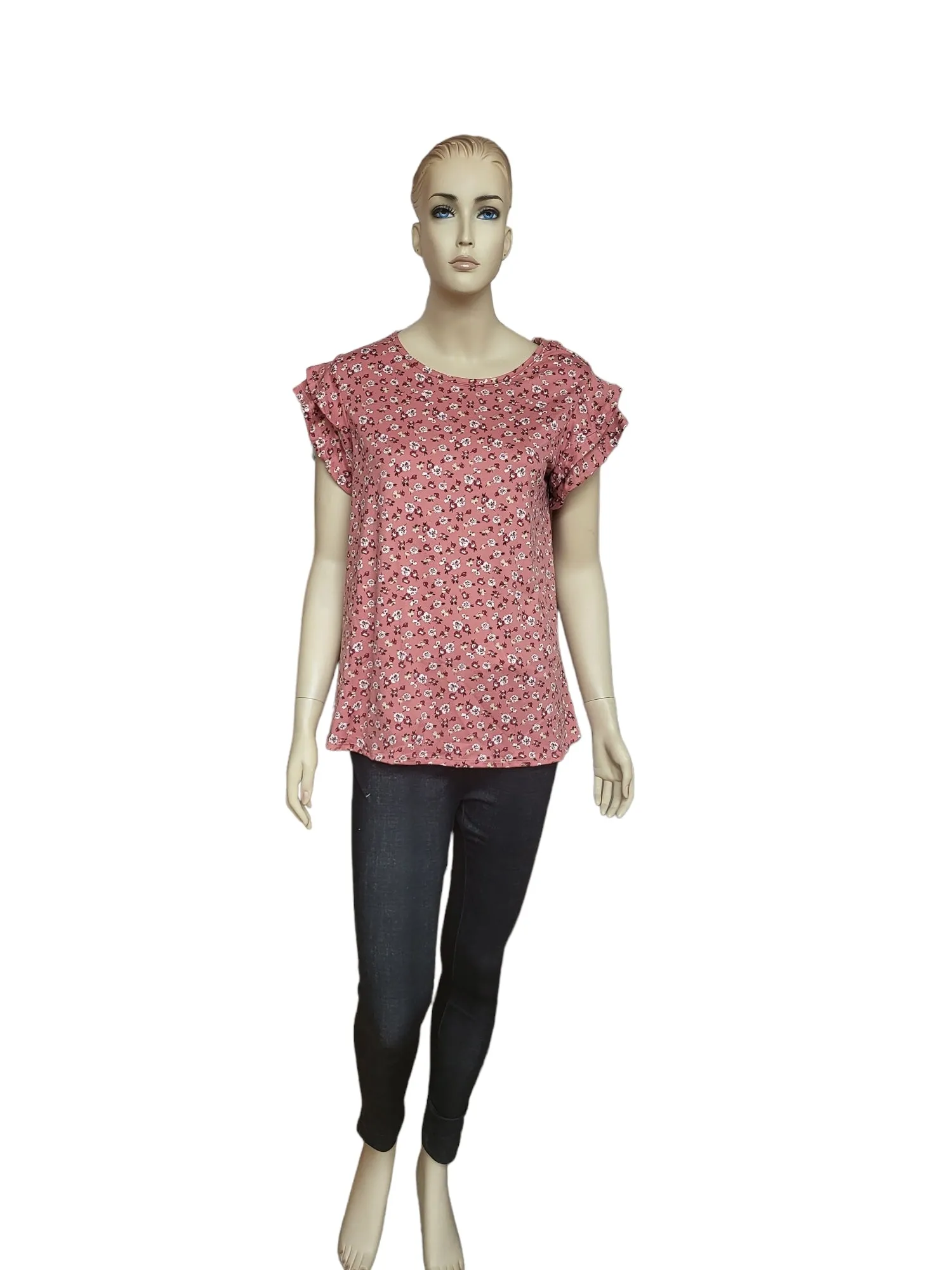 Floral Print in Mauve with Ruffled Sleeves