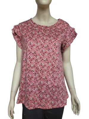 Floral Print in Mauve with Ruffled Sleeves