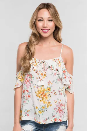Floral Printed Cold Shoulder Top