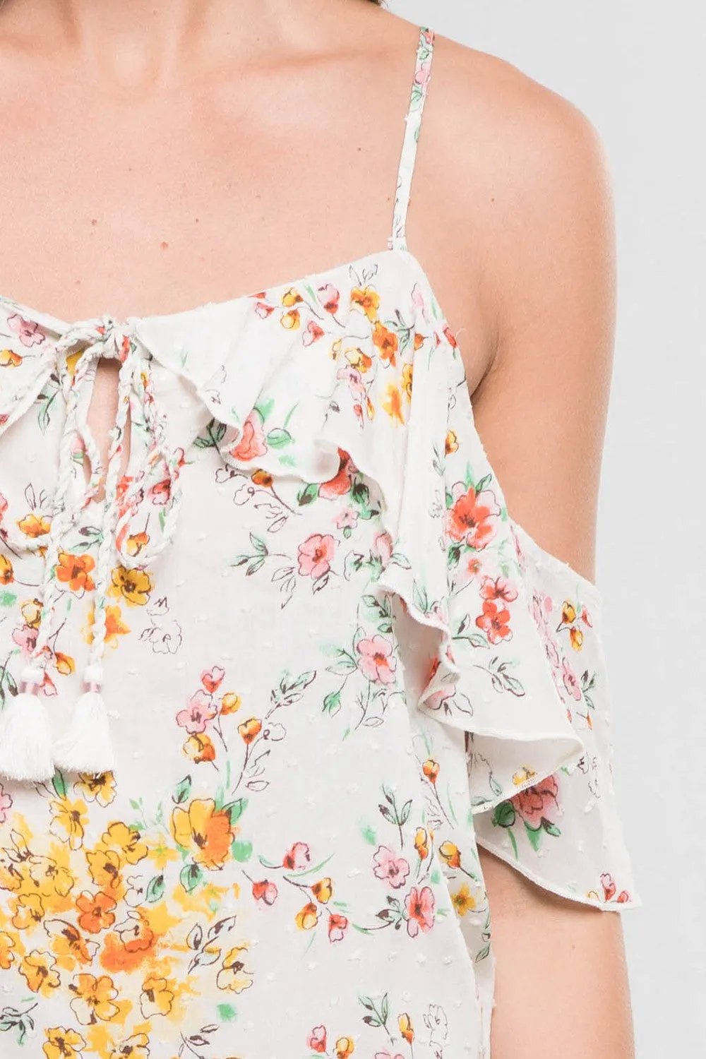 Floral Printed Cold Shoulder Top