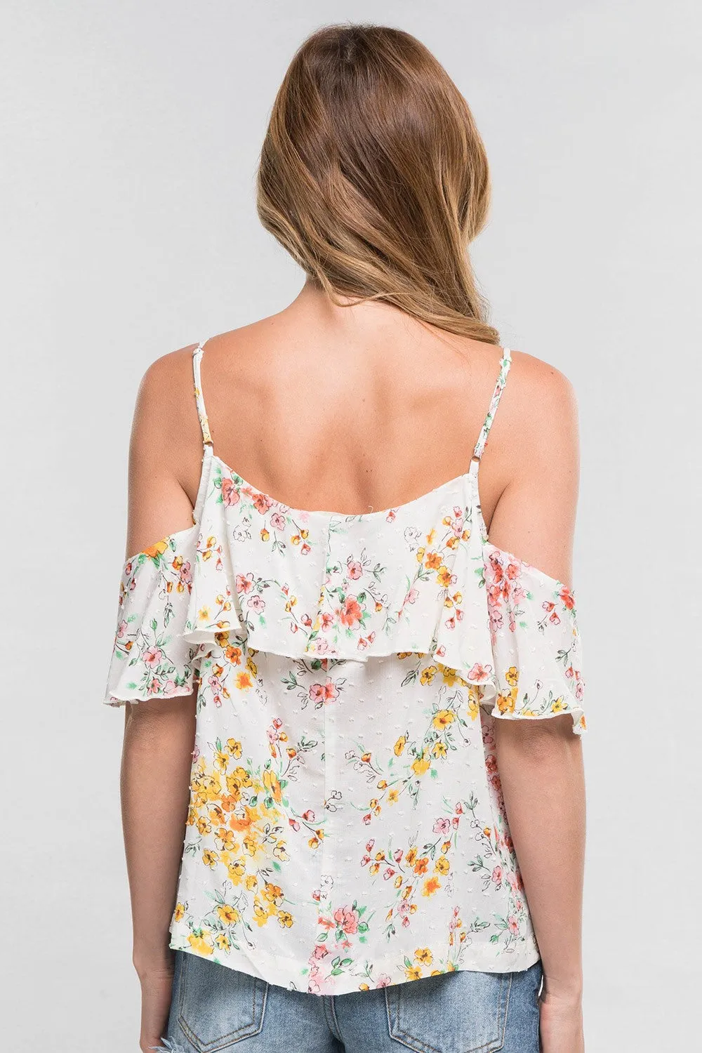 Floral Printed Cold Shoulder Top