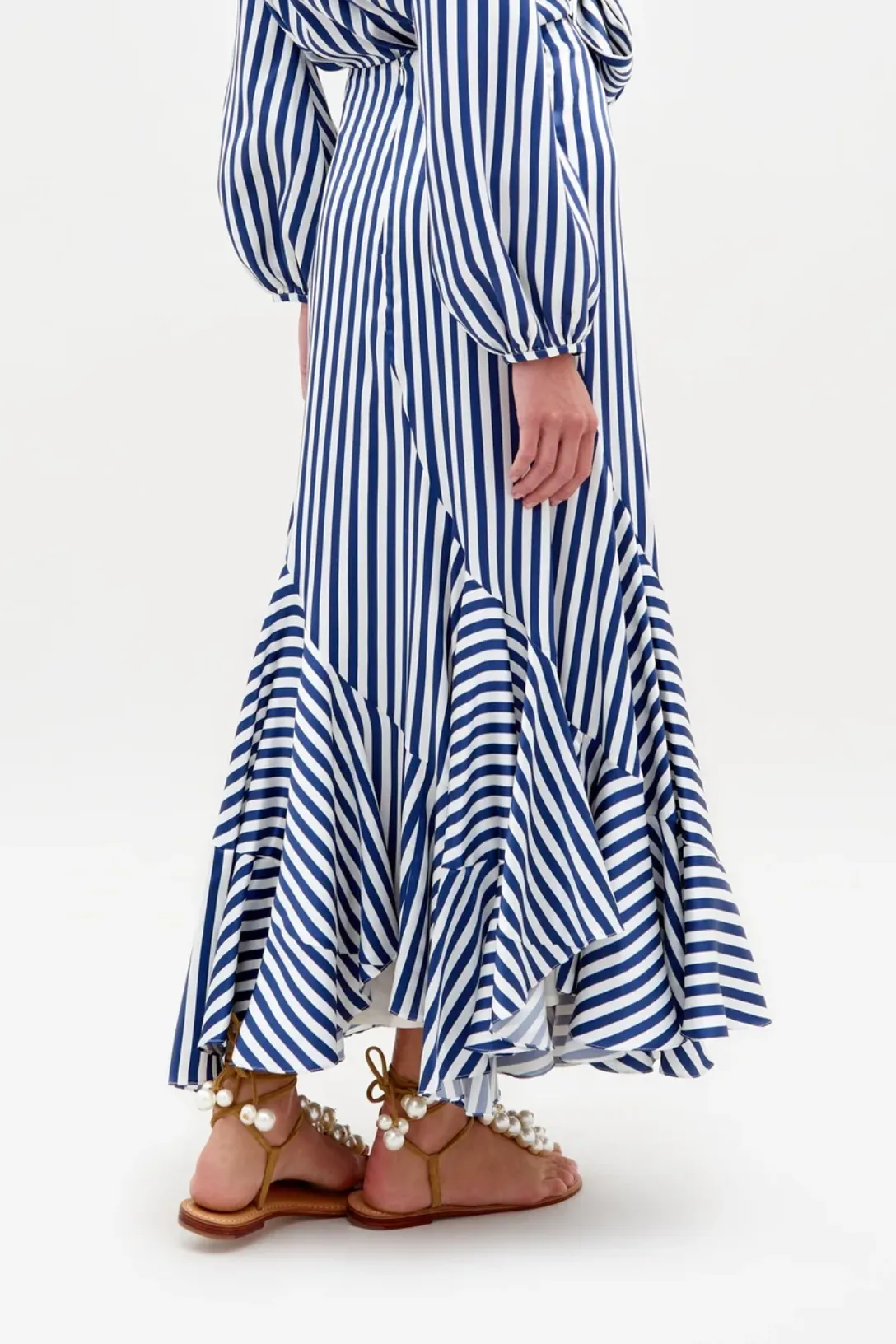 Florina Skirt | White Blue Stripes