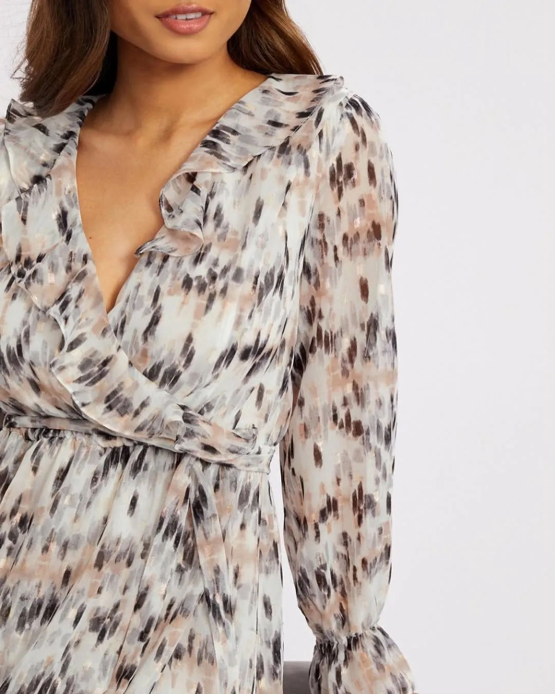 Foil Printed Midi Dress