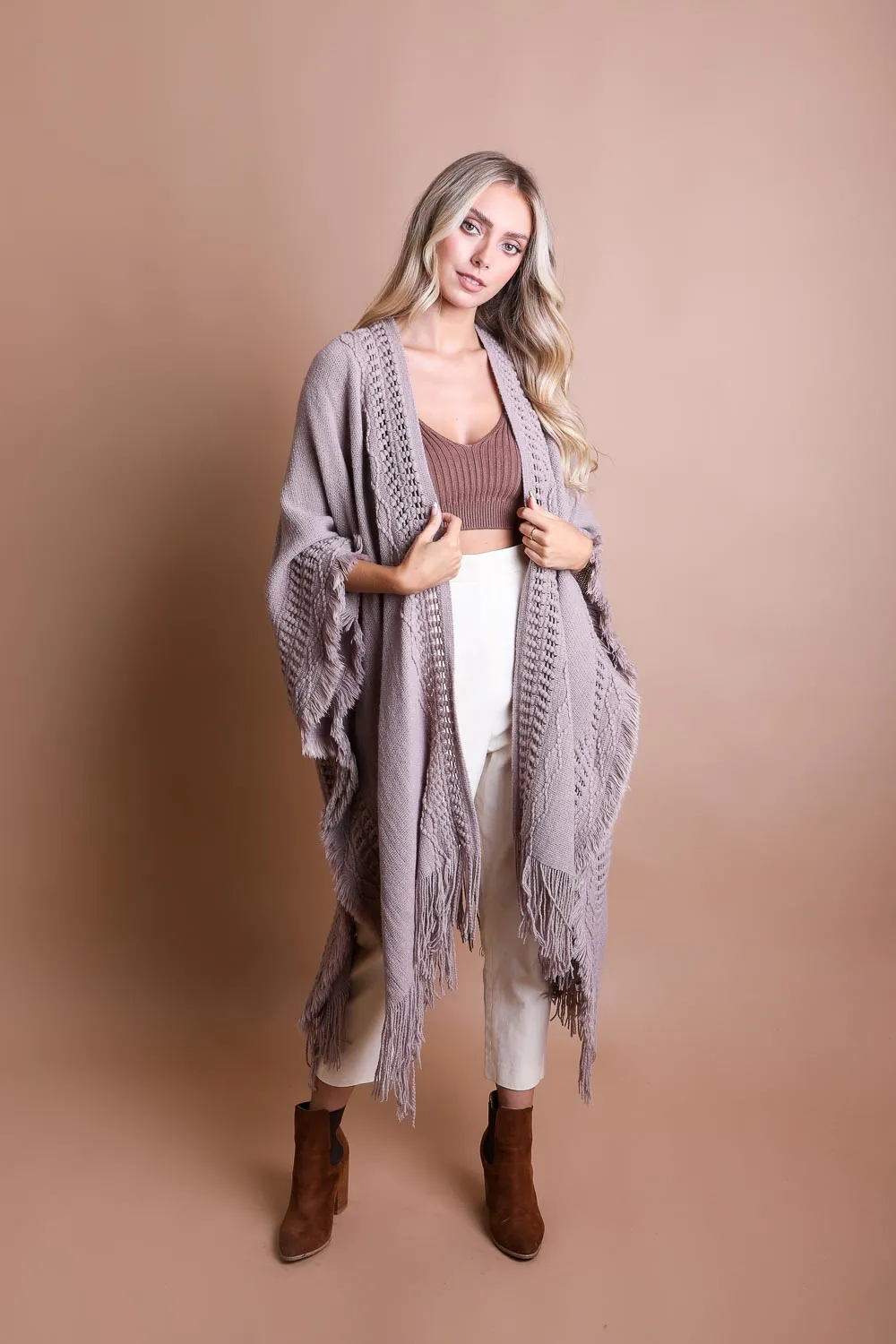 Frayed Knit Ruana - 6 colors