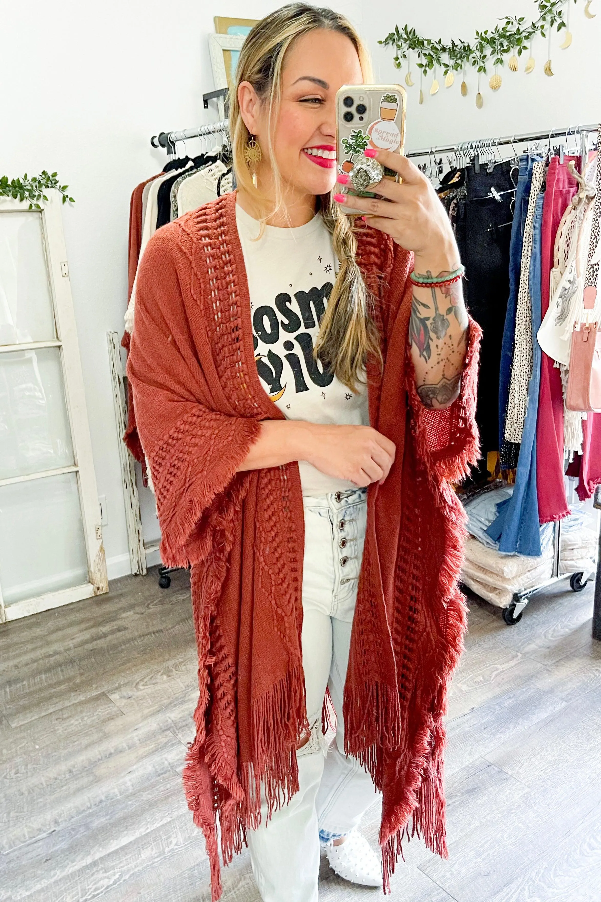 Frayed Knit Ruana - 6 colors