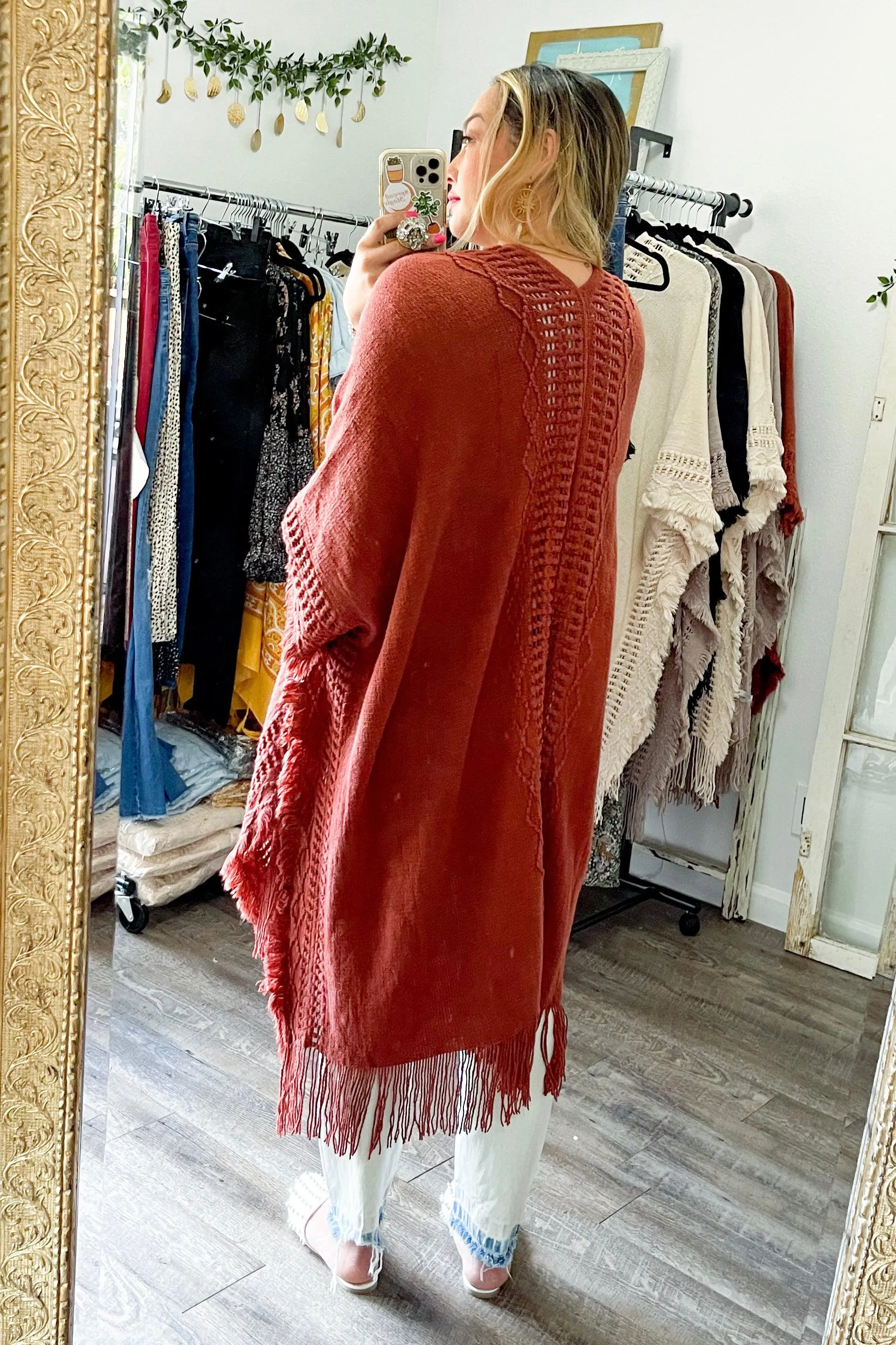 Frayed Knit Ruana - 6 colors