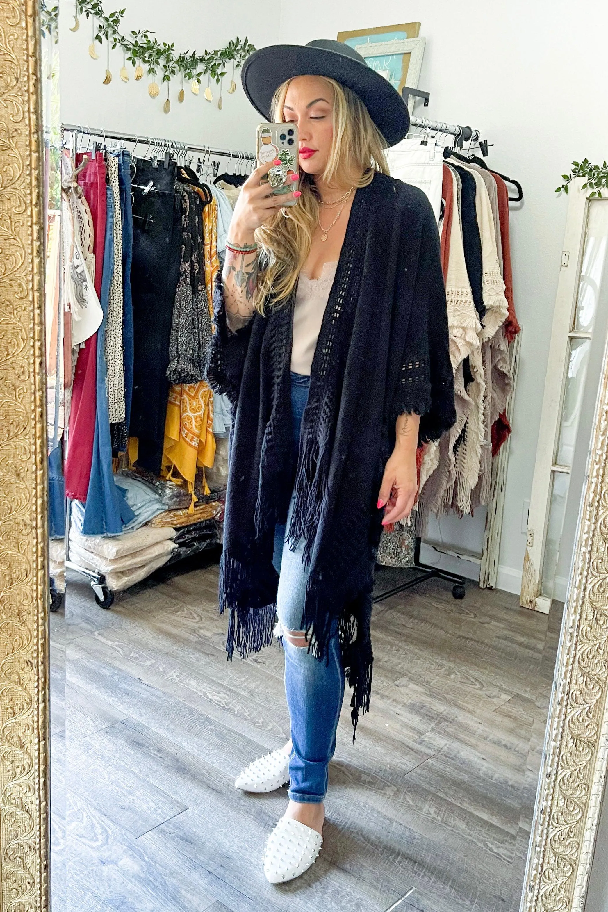 Frayed Knit Ruana - 6 colors