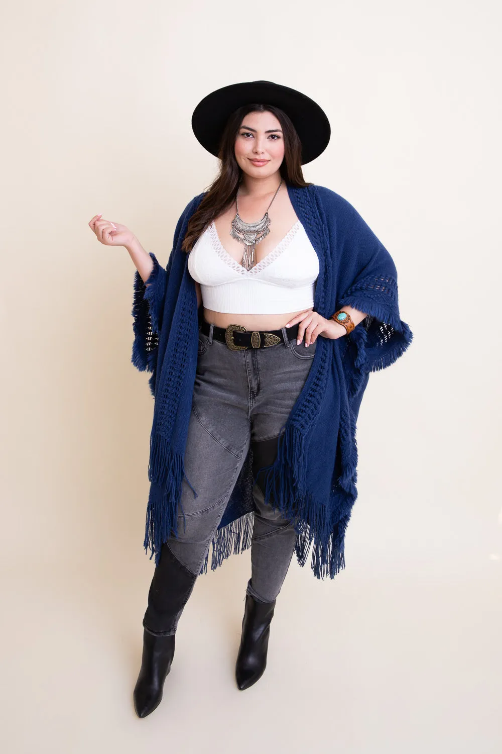 Frayed Knit Ruana - 6 colors