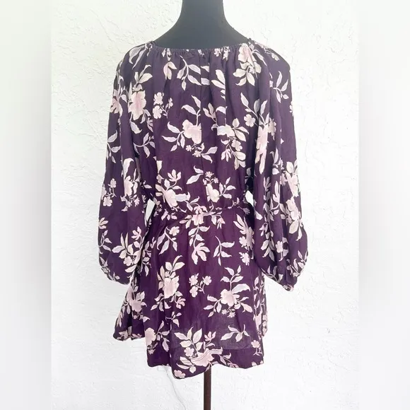 Free People Portia Linen Mini Dress in BlackBerry Womens Size Small NEW