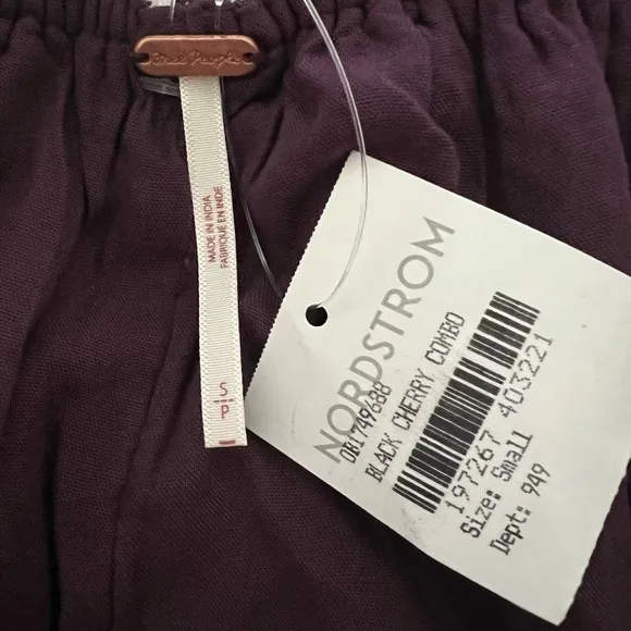 Free People Portia Linen Mini Dress in BlackBerry Womens Size Small NEW