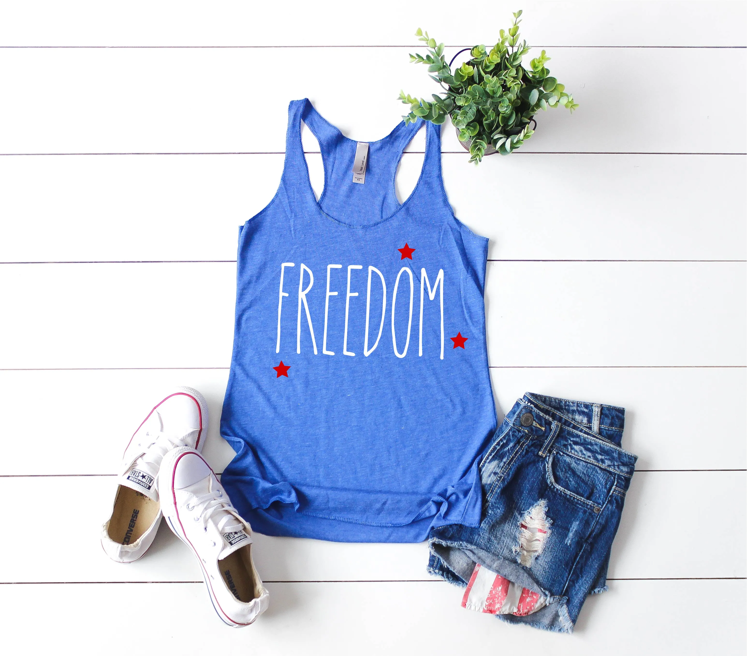 Freedom Tank | 4th Of July Tank | 4th Of July Shirt | Women's Fitting Racer Tank Shirt