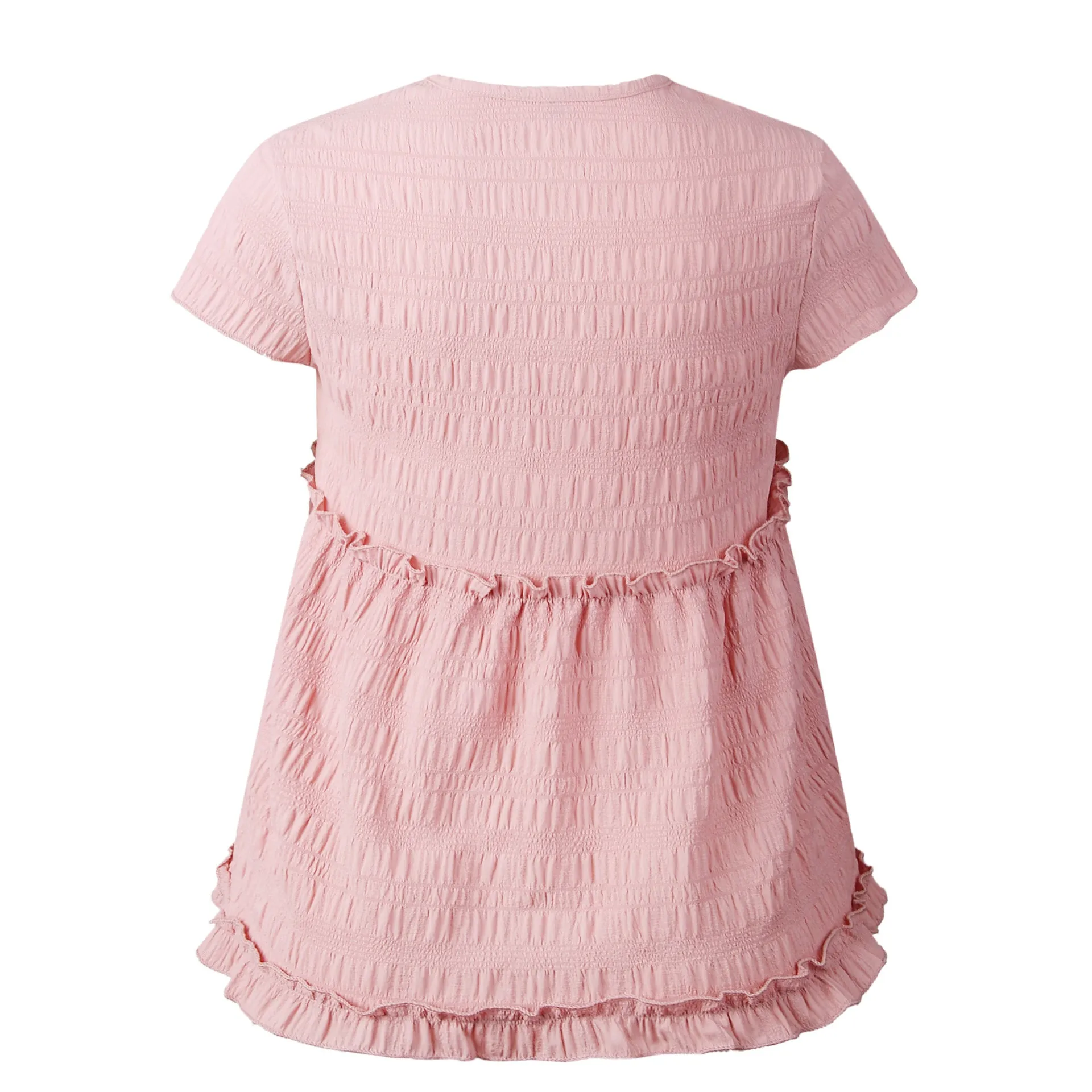 Frilly Short-sleeve Blouse Tops Casual T-shirt